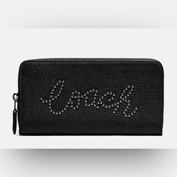 NWT - Coach Accordion Zip Wallet With Studded Coach Script - Picture 1 of 11